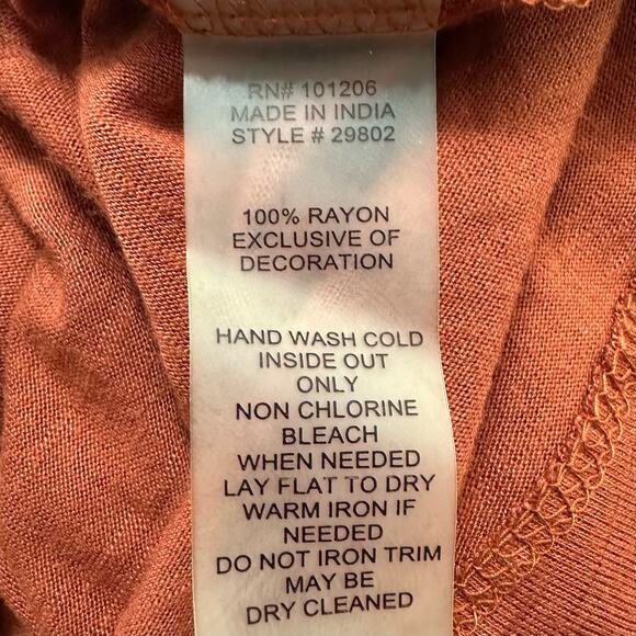 Soft Surroundings Tunic Top Rust Orange Mesh Sheer Embroidered Size XL Pullover‎ - Picture 7 of 7